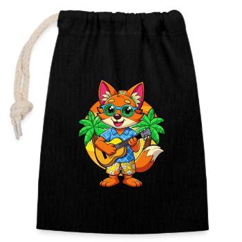 Drôle de renard dessin animé d’été plage lunettes de soleil guitare - Sac cadeau en coton avec cordon (14 x 20 cm) - noir - Devant