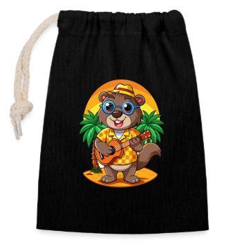 Lustige Biber Cartoon Sommer Strand Sonnenbrille - Verschließbarer Geschenkbeutel aus Baumwolle (14x20cm) - Schwarz - Vorne