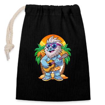 Drôle Yeti Dessin Animé Plage D’été Lunettes De Soleil Guitare - Sac cadeau en coton avec cordon (14 x 20 cm) - noir - Devant