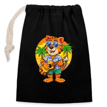Lunettes de soleil de plage d’été Funny Tiger Hawaiian - Sac cadeau en coton avec cordon (14 x 20 cm) - noir - Devant