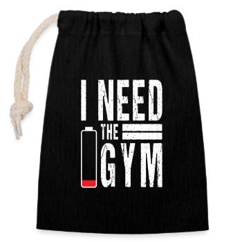 J’ai besoin du Gym Fitness Studio Sport Spruch - Sac cadeau en coton avec cordon (14 x 20 cm) - noir - Devant