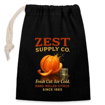 Orange Citrus Fruit Summer Holiday Lemonade - Closable cotton gift bag (14x20cm) - black - Front