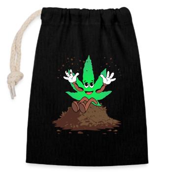Der Bloom - Weed Cannabis Stoned Hanf Marihuana - Verschließbarer Geschenkbeutel aus Baumwolle (14x20cm) - Schwarz - Vorne