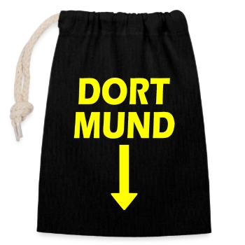 dort mund pfeil - dortmund - Verschließbarer Geschenkbeutel aus Baumwolle (14x20cm) - Schwarz - Vorne