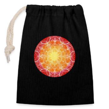 Feuerblüte – Mandala der Kraft & Energie - Verschließbarer Geschenkbeutel aus Baumwolle (14x20cm) - Schwarz - Vorne
