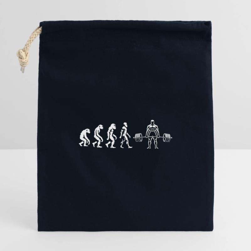 Evolutionärer Bodybuilder Kreuzheben Verschließbarer Geschenkbeutel aus Baumwolle (14x20cm)