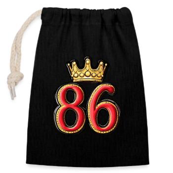 86 Number Krone - Closable cotton gift bag (14x20cm) - black - Front