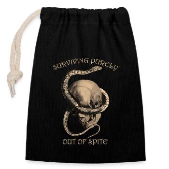 Gothic Skull & Snake Design - Closable cotton gift bag (14x20cm) - black - Front