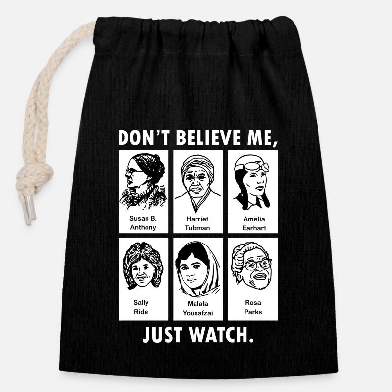 Féministe - Sac cadeau en coton avec cordon (14 x 20 cm) - noir