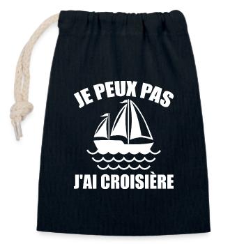 Je peux pas j'ai croisiere - Sac cadeau en coton avec cordon (14 x 20 cm) - bleu marine - Devant