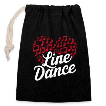 Line Dance Dancing with Love and the Heart - Closable cotton gift bag (14x20cm) - black - Front