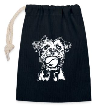 Border Terrier Chien Chien Wilsigns - Sac cadeau en coton avec cordon (14 x 20 cm) - bleu marine - Devant
