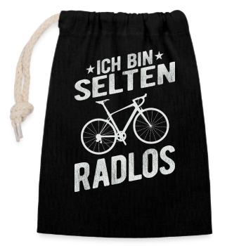 Selten Radlos Fahrrad Radsport Fahrradfahrer Bike - Verschließbarer Geschenkbeutel aus Baumwolle (14x20cm) - Schwarz - Vorne