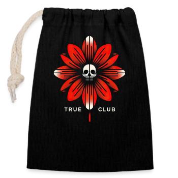 Crâne floral - Design urbain audacieux - Sac cadeau en coton avec cordon (14 x 20 cm) - noir - Devant