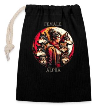 Essence d’ alpha - Sac cadeau en coton avec cordon (14 x 20 cm) - noir - Devant