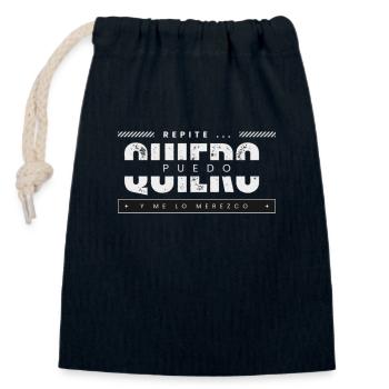 Phrases to think about - Closable cotton gift bag (14x20cm) - navy - Front
