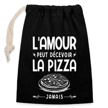 L'amour Peut Décevoir La Pizza Jamais Fast Food - Sac cadeau en coton avec cordon (14 x 20 cm) - noir - Devant