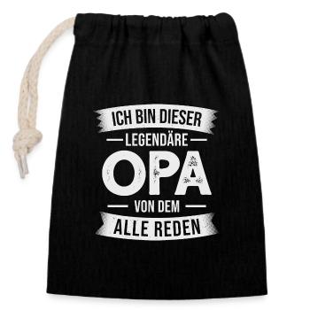 Opa Großvater Opi Großpapa - Verschließbarer Geschenkbeutel aus Baumwolle (14x20cm) - Schwarz - Vorne