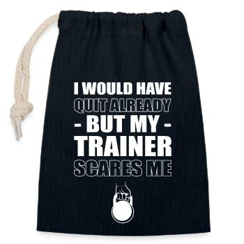 Fitness - Closable cotton gift bag (14x20cm) - navy - Front