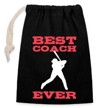 Softball Softball Player Coach - Closable cotton gift bag (14x20cm) - black - Front