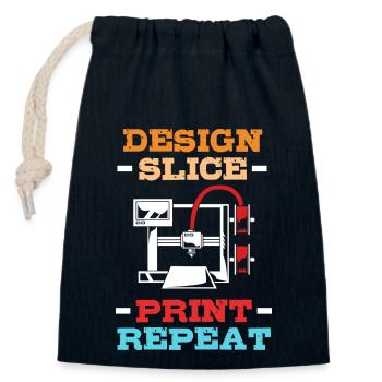 3D Druck - Verschließbarer Geschenkbeutel aus Baumwolle (14x20cm) - Navy - Vorne