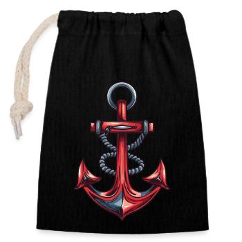 Port d’ancrage - Sac cadeau en coton avec cordon (14 x 20 cm) - noir - Devant