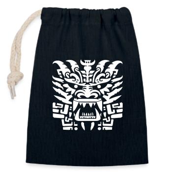Drachenkopf - Alter Dämon - Verschließbarer Geschenkbeutel aus Baumwolle (14x20cm) - Navy - Vorne