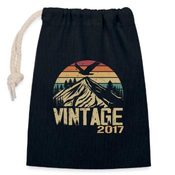 Vintage 2017 Cadeau Anniversaire 2017 Retro 2017 - Sac cadeau en coton avec cordon (14 x 20 cm) - bleu marine - Devant