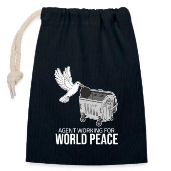 Agent working for World Peace - Dove of Peace - Closable cotton gift bag (14x20cm) - navy - Front