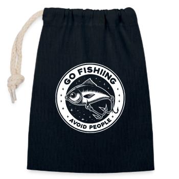 Go fishing, avoid people, rest by the water - Closable cotton gift bag (14x20cm) - navy - Front