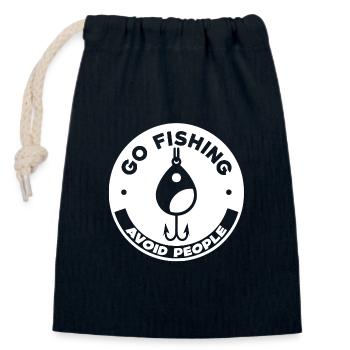 Go fishing, avoid people, rest by the water - Closable cotton gift bag (14x20cm) - navy - Front