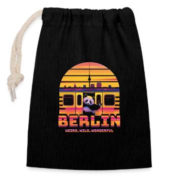 Berlin S-Bahn Vibes - Édition Rétro Sunset Stencil - Sac cadeau en coton avec cordon (14 x 20 cm) - noir - Devant