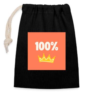 100% KING - Sac cadeau en coton avec cordon (14 x 20 cm) - noir - Devant
