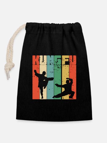 Vintage Kung Fu | Kung Fu Martial Art - Closable cotton gift bag (14x20cm) - black