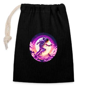 wunderschönes Astronauten Sunset Design - Verschließbarer Geschenkbeutel aus Baumwolle (14x20cm) - Schwarz - Vorne