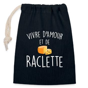 Leben von Liebe und Raclette - Verschließbarer Geschenkbeutel aus Baumwolle (14x20cm) - Navy - Vorne