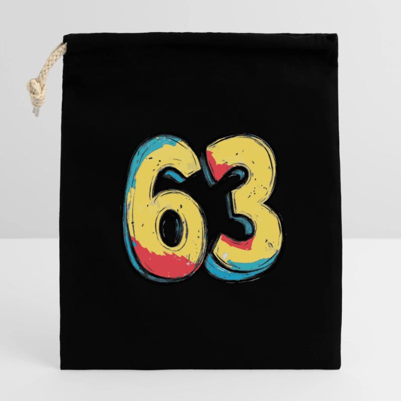 63 Number Comic Closable cotton gift bag (14x20cm)