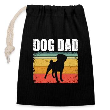 Hund Papa Mops Hund | Mops-Liebhaber - Verschließbarer Geschenkbeutel aus Baumwolle (14x20cm) - Schwarz - Vorne