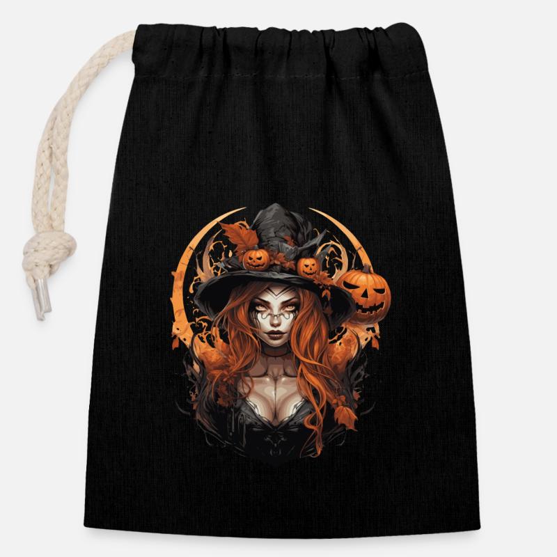 Witch - Closable cotton gift bag (14x20cm) - black