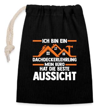 Dachdeckerei Ausbildung Lehrling Auzbi Dachdecker - Verschließbarer Geschenkbeutel aus Baumwolle (14x20cm) - Schwarz - Vorne