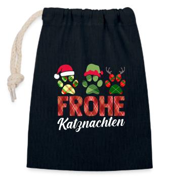 Weihnachtsmann Weihnachtsfest Weihnachten Katzen - Verschließbarer Geschenkbeutel aus Baumwolle (14x20cm) - Navy - Vorne