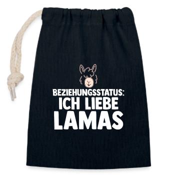 Lama - Verschließbarer Geschenkbeutel aus Baumwolle (14x20cm) - Navy - Vorne
