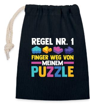 Puzzlefan Puzzler Puzzleteile Puzzle - Verschließbarer Geschenkbeutel aus Baumwolle (14x20cm) - Navy - Vorne