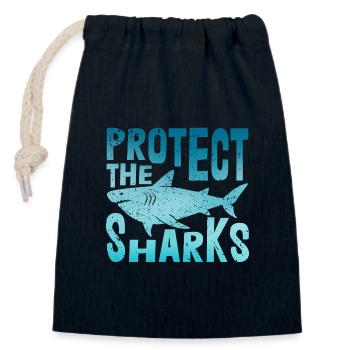 Protect the Sharks | Shark Lovers - Closable cotton gift bag (14x20cm) - navy - Front