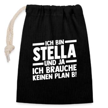 Vorname Stella - Verschließbarer Geschenkbeutel aus Baumwolle (14x20cm) - Schwarz - Vorne