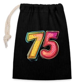 75 Number Comic - Closable cotton gift bag (14x20cm) - black - Front