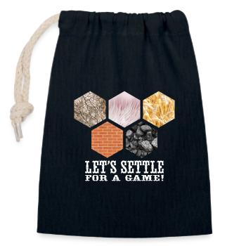 Contentons-nous d’un jeu - Settlers Board Game - Sac cadeau en coton avec cordon (14 x 20 cm) - bleu marine - Devant