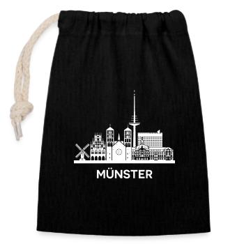 Münster, weiß - Verschließbarer Geschenkbeutel aus Baumwolle (14x20cm) - Schwarz - Vorne
