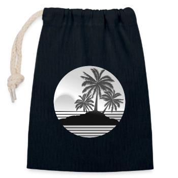 Einsame Insel in Vintage Schwarz-Weiß - Verschließbarer Geschenkbeutel aus Baumwolle (14x20cm) - Navy - Vorne