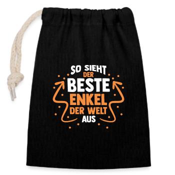 Opa Oma Enkelkind Enkel - Verschließbarer Geschenkbeutel aus Baumwolle (14x20cm) - Schwarz - Vorne